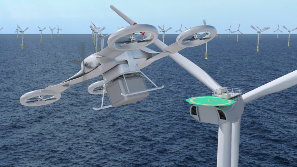Drohne über Windpark