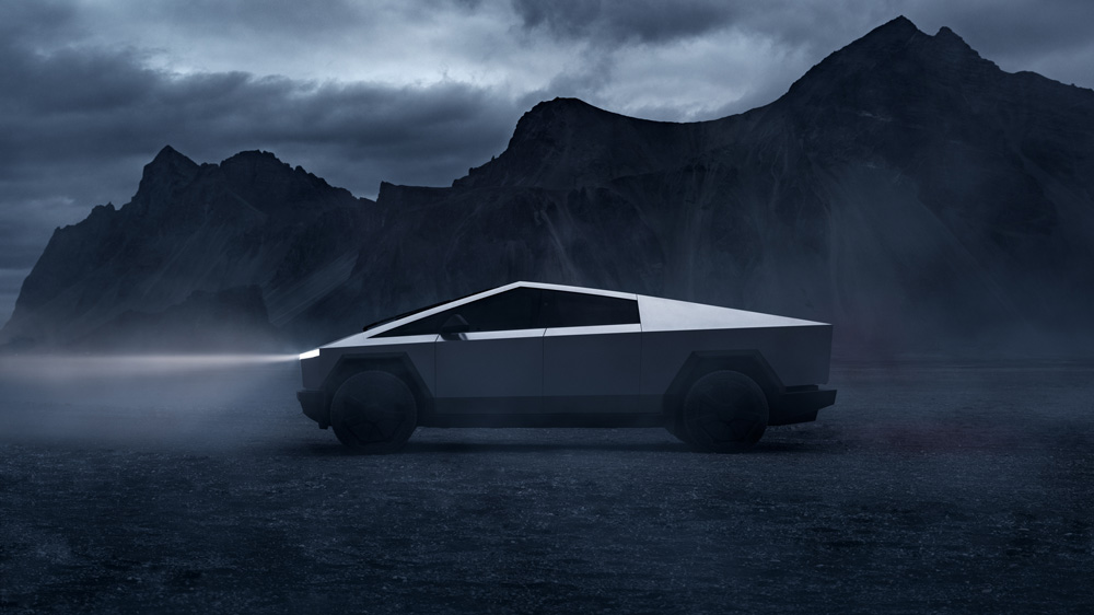 Apokalyptischer Reiter 
Ob und wann der Tesla Cybertruck nach Europa kommt, steht noch nicht fest. Zur aktuellen Stimmung auf dem alten Kontinent würde der futuristisch gestylte Giga-Stromer mit der schusssicheren Verglasung durchaus passen. Foto: Tesla