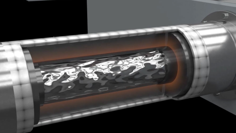 Bestens isoliert
Damit das bis zu 2400 Grad erhitzte Zinn auf dem Weg durch den Kreislauf nicht erkaltet, sind die Leitungen aufwändig isoliert. 