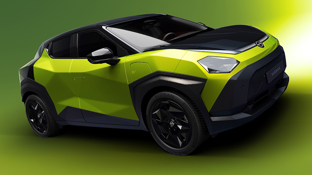 Juke im Knitterlook 
Extravagant kommt der Nissan Juke der dritten Generation daher. Die Designer haben ihm ein Kleid ohne glatte Flächen im Stil eines Stealth-Bombers verpasst. Radarsysteme dürften an dem Elektroauto verzweifeln - und die Fahrer für Aufsehen sorgen. 