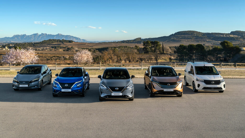 Fünf unter Strom 
Mit dem Leaf, dem Juke Hybrid, dem Qashqai e-Power, dem Ariya sowie dem vollelektrischen Kleinlieferwagen Townstar will Nissan in den kommenden Jahren seine Führungsposition auf dem europäischen Markt für E-Autos zurückerobern. Foto: Nissan 