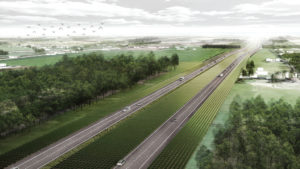 Entwurf für geplante Solaranlagen in den Niederlangen entlang der Autobahn A37